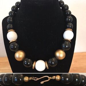 Vintage wooden gold & black necklace